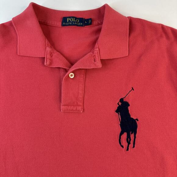 Ralph Lauren Polo Shirt Mens 2XL Pink Slim Fit Big Pony Short Sleeve * - Picture 2 of 9